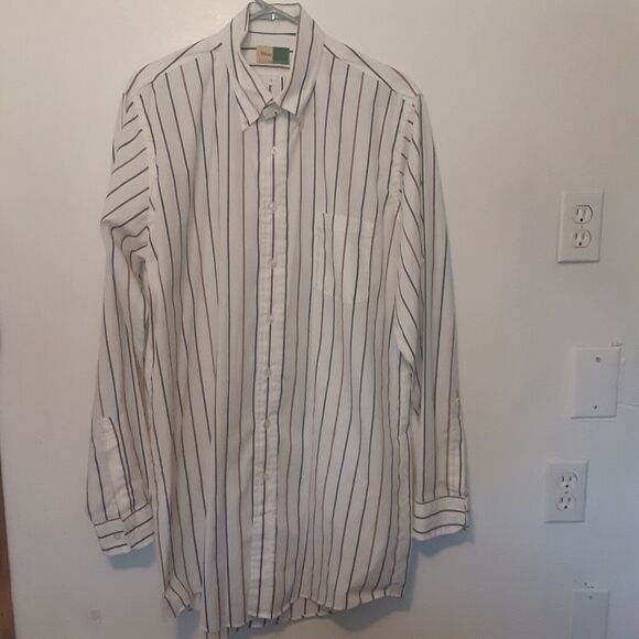 Wearguard Button Up Shirt Mens Large White Striped Long Sleeve Work - Picture 1 of 9